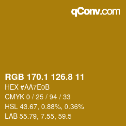 カラーコード: RGB 170.1 126.8 11 | qconv.com