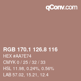 Color code: RGB 170.1 126.8 116 | qconv.com