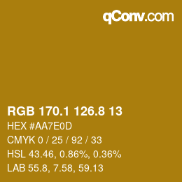 カラーコード: RGB 170.1 126.8 13 | qconv.com