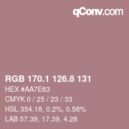 カラーコード: RGB 170.1 126.8 131 | qconv.com