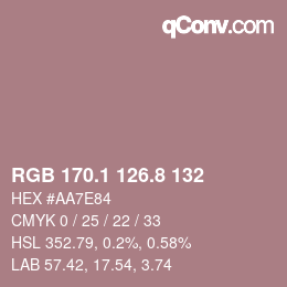 カラーコード: RGB 170.1 126.8 132 | qconv.com