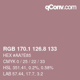 Color code: RGB 170.1 126.8 133 | qconv.com