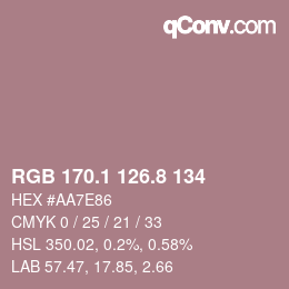 Color code: RGB 170.1 126.8 134 | qconv.com