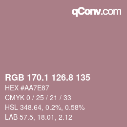 カラーコード: RGB 170.1 126.8 135 | qconv.com