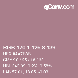 カラーコード: RGB 170.1 126.8 139 | qconv.com
