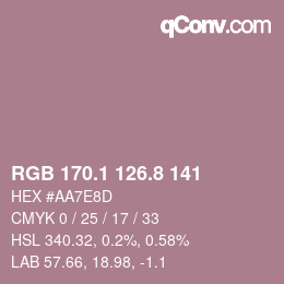 カラーコード: RGB 170.1 126.8 141 | qconv.com