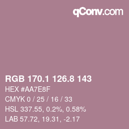 Color code: RGB 170.1 126.8 143 | qconv.com