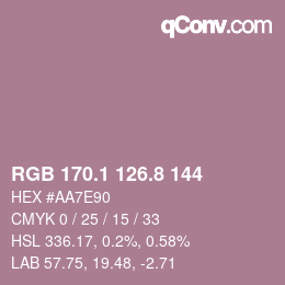 Color code: RGB 170.1 126.8 144 | qconv.com