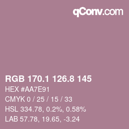 Color code: RGB 170.1 126.8 145 | qconv.com