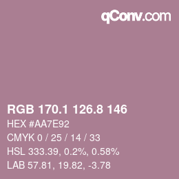 カラーコード: RGB 170.1 126.8 146 | qconv.com