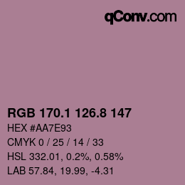 Color code: RGB 170.1 126.8 147 | qconv.com
