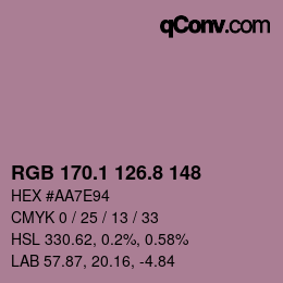Color code: RGB 170.1 126.8 148 | qconv.com