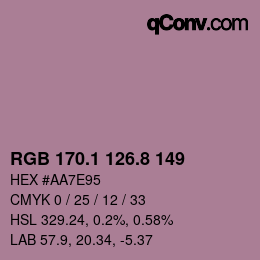 カラーコード: RGB 170.1 126.8 149 | qconv.com