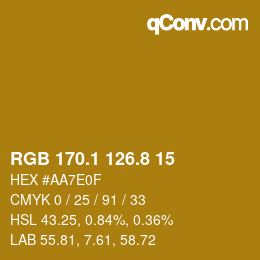 カラーコード: RGB 170.1 126.8 15 | qconv.com