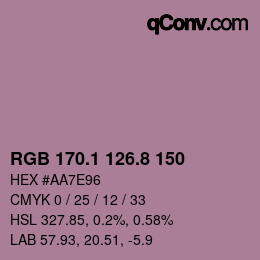 カラーコード: RGB 170.1 126.8 150 | qconv.com