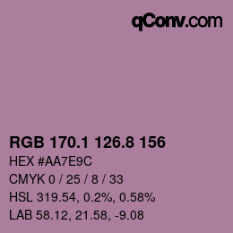 カラーコード: RGB 170.1 126.8 156 | qconv.com
