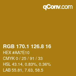 カラーコード: RGB 170.1 126.8 16 | qconv.com