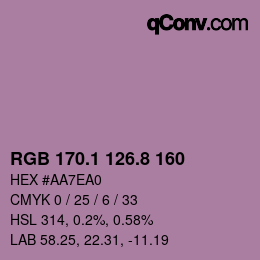 カラーコード: RGB 170.1 126.8 160 | qconv.com