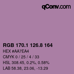 Color code: RGB 170.1 126.8 164 | qconv.com