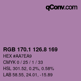Color code: RGB 170.1 126.8 169 | qconv.com