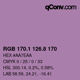 カラーコード: RGB 170.1 126.8 170 | qconv.com