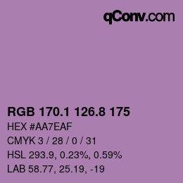 カラーコード: RGB 170.1 126.8 175 | qconv.com
