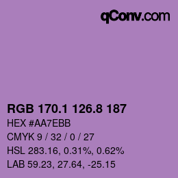 カラーコード: RGB 170.1 126.8 187 | qconv.com