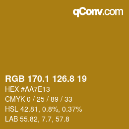 カラーコード: RGB 170.1 126.8 19 | qconv.com