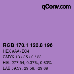 カラーコード: RGB 170.1 126.8 196 | qconv.com