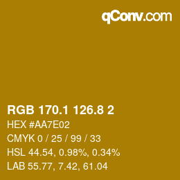 カラーコード: RGB 170.1 126.8 2 | qconv.com
