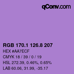 カラーコード: RGB 170.1 126.8 207 | qconv.com