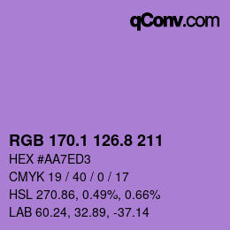 カラーコード: RGB 170.1 126.8 211 | qconv.com
