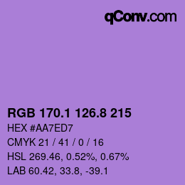 カラーコード: RGB 170.1 126.8 215 | qconv.com