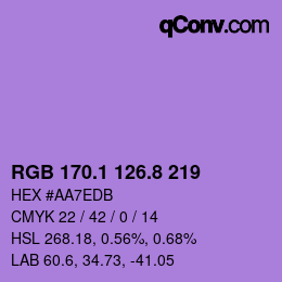 カラーコード: RGB 170.1 126.8 219 | qconv.com