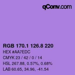 カラーコード: RGB 170.1 126.8 220 | qconv.com