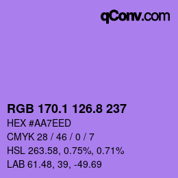 カラーコード: RGB 170.1 126.8 237 | qconv.com
