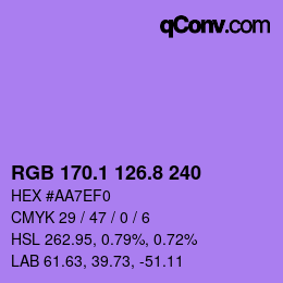 カラーコード: RGB 170.1 126.8 240 | qconv.com