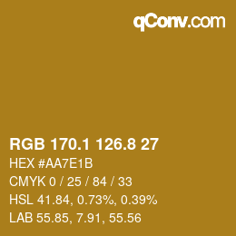 Color code: RGB 170.1 126.8 27 | qconv.com