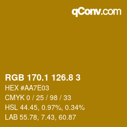 カラーコード: RGB 170.1 126.8 3 | qconv.com