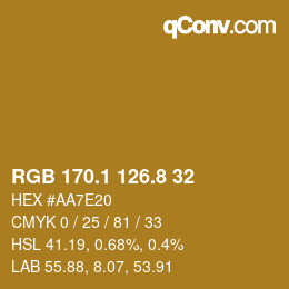 Color code: RGB 170.1 126.8 32 | qconv.com