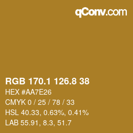 Color code: RGB 170.1 126.8 38 | qconv.com