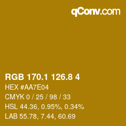 カラーコード: RGB 170.1 126.8 4 | qconv.com