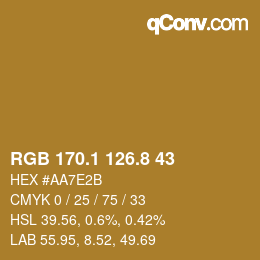 Color code: RGB 170.1 126.8 43 | qconv.com