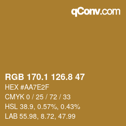 Color code: RGB 170.1 126.8 47 | qconv.com