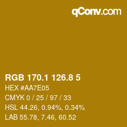 カラーコード: RGB 170.1 126.8 5 | qconv.com