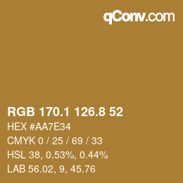 Farbcode: RGB 170.1 126.8 52 | qconv.com