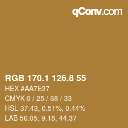 Color code: RGB 170.1 126.8 55 | qconv.com