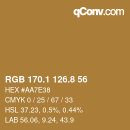 Color code: RGB 170.1 126.8 56 | qconv.com
