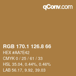 Color code: RGB 170.1 126.8 66 | qconv.com