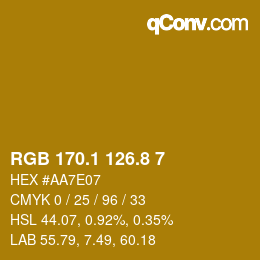 カラーコード: RGB 170.1 126.8 7 | qconv.com